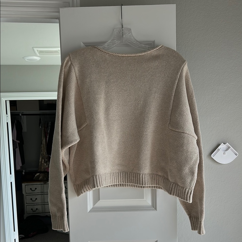 Madewell Cream Crew Neck Sweater with Ribbed Hem